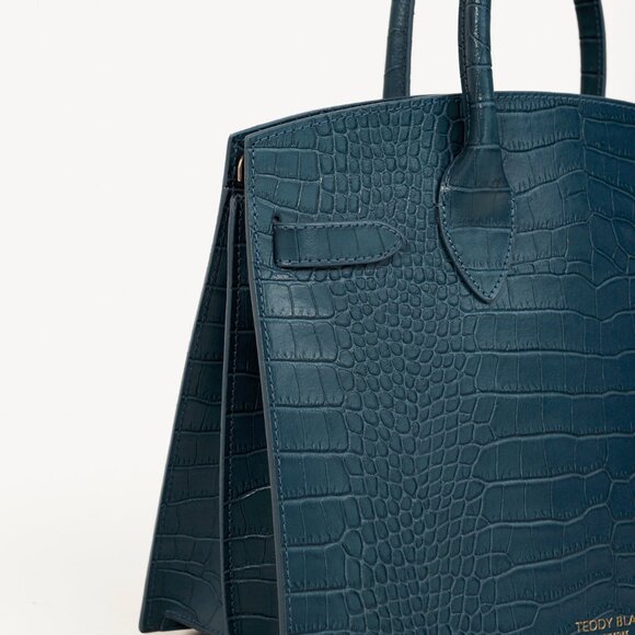 Teddy Blake Kate Croco 12" Blue Leather Tote - Picture 6 of 11